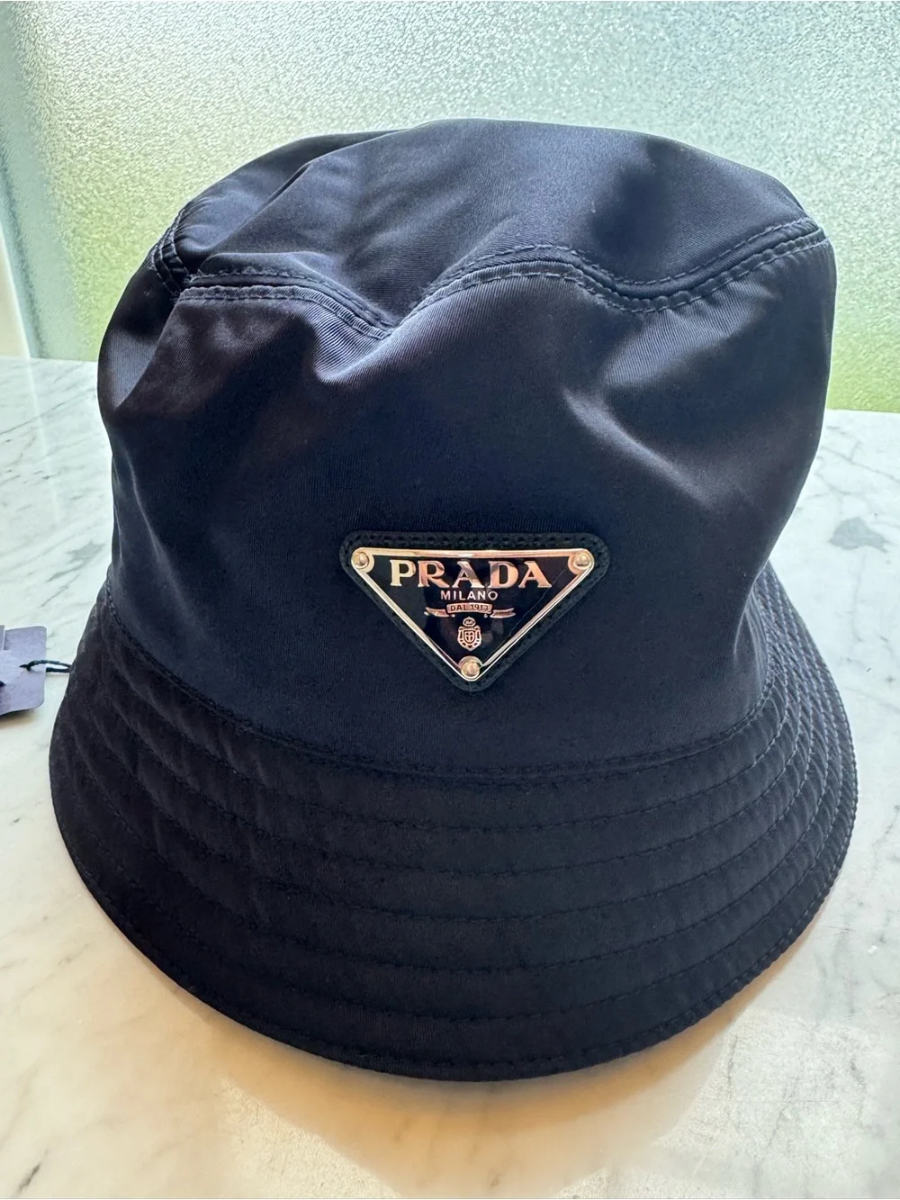 NWT Prada Navy Nylon Bucket Hat